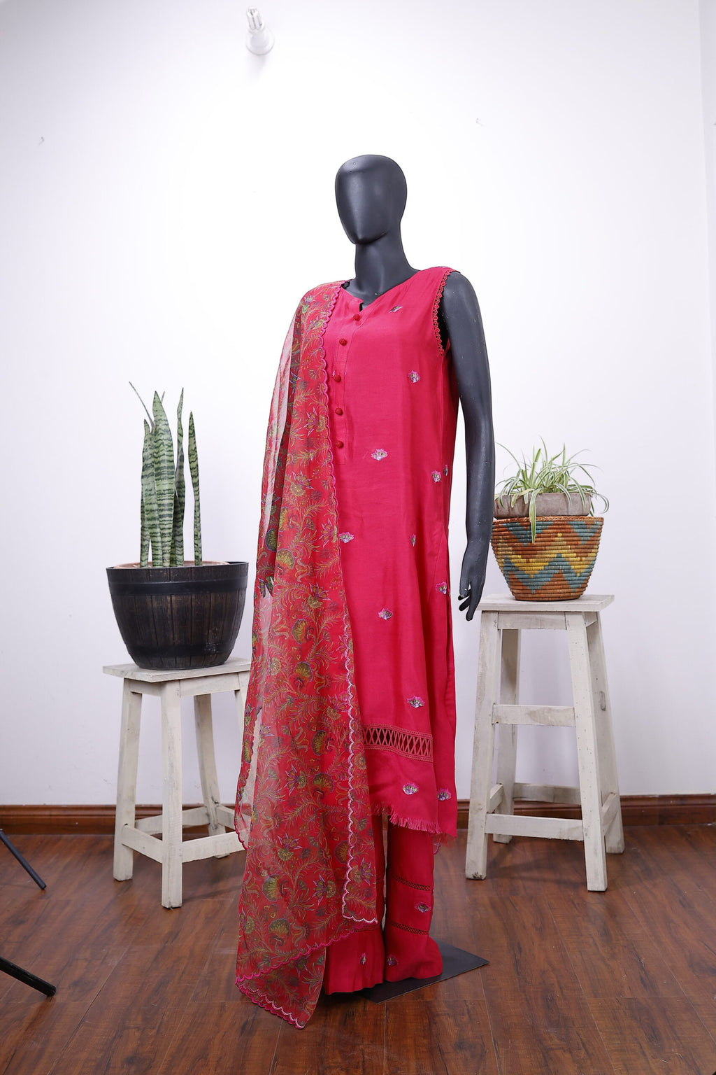 Shocking Pink Embroidered Outfit