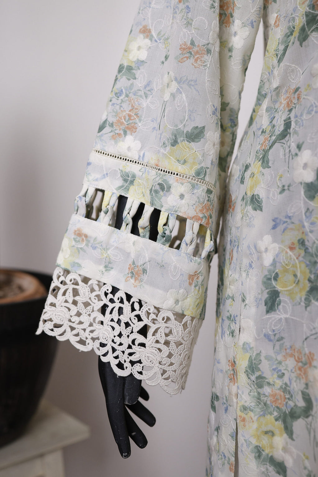 Floral Printed White Long Shirt