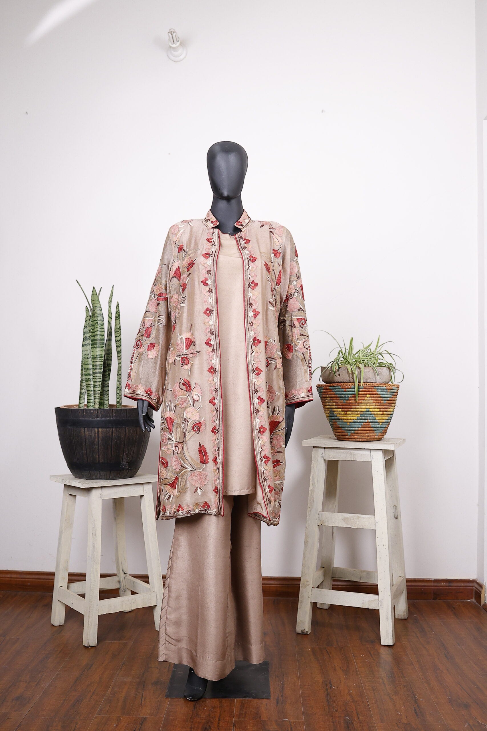 Beige Embroided Gown Outfit