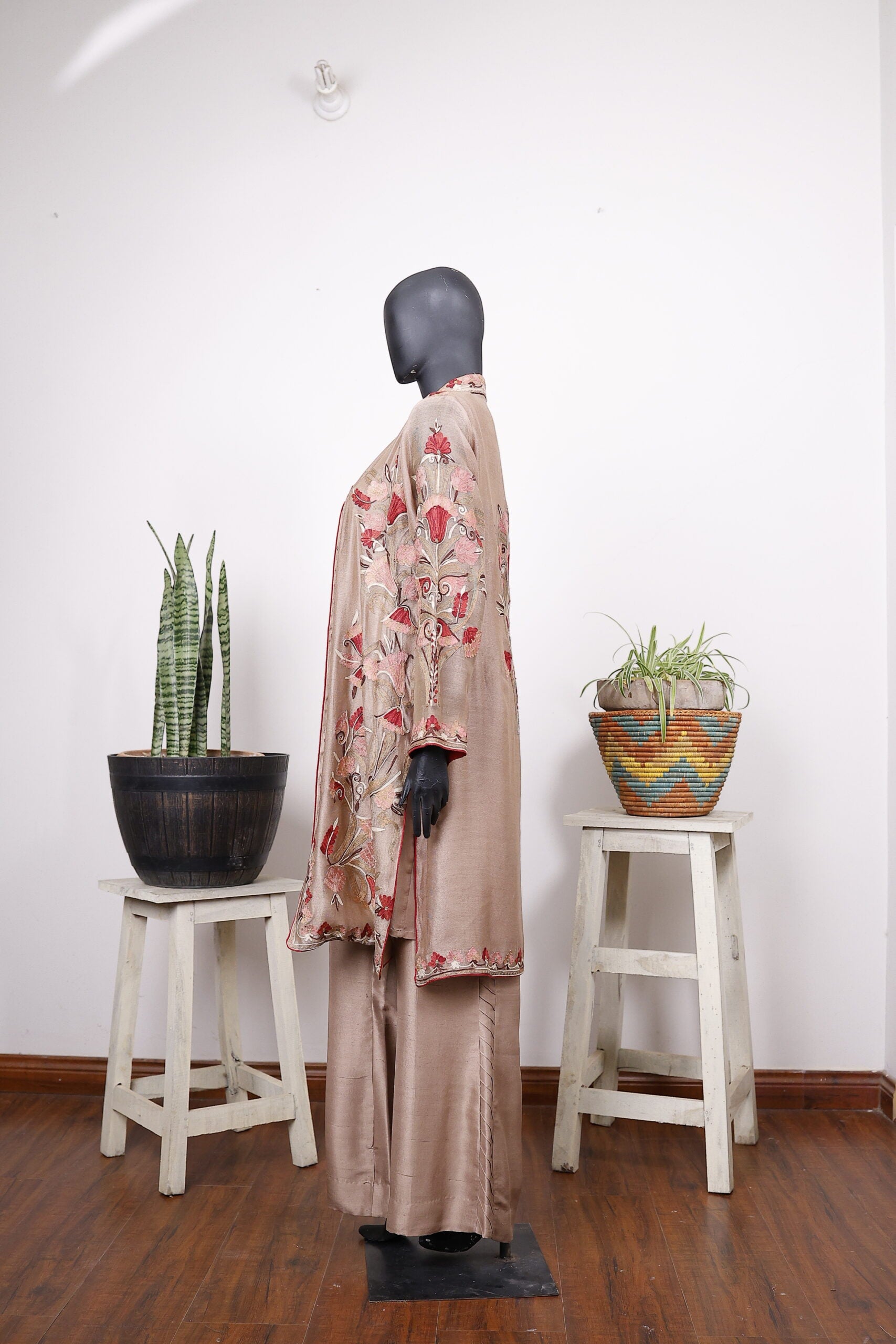 Beige Embroided Gown Outfit