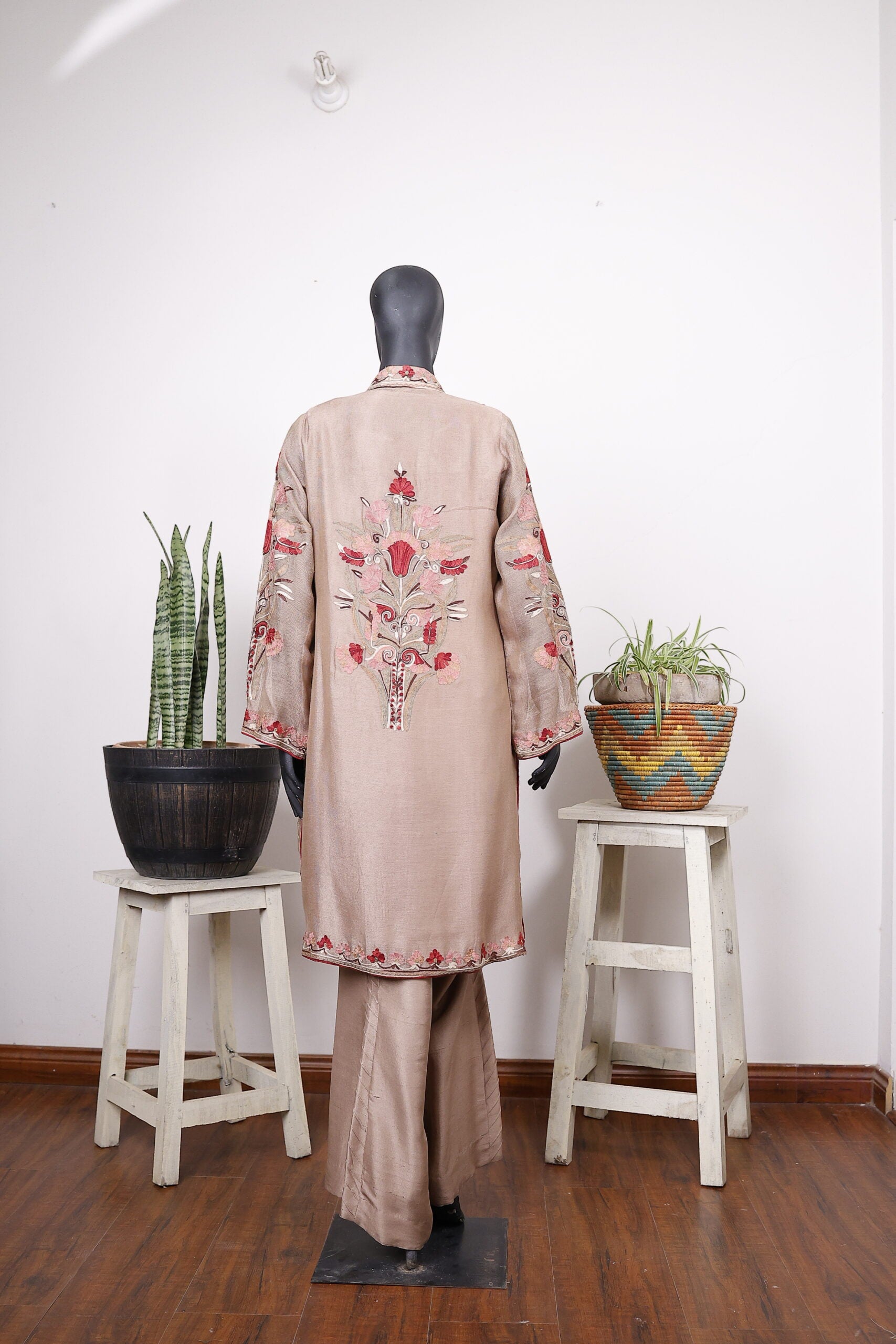 Beige Embroided Gown Outfit