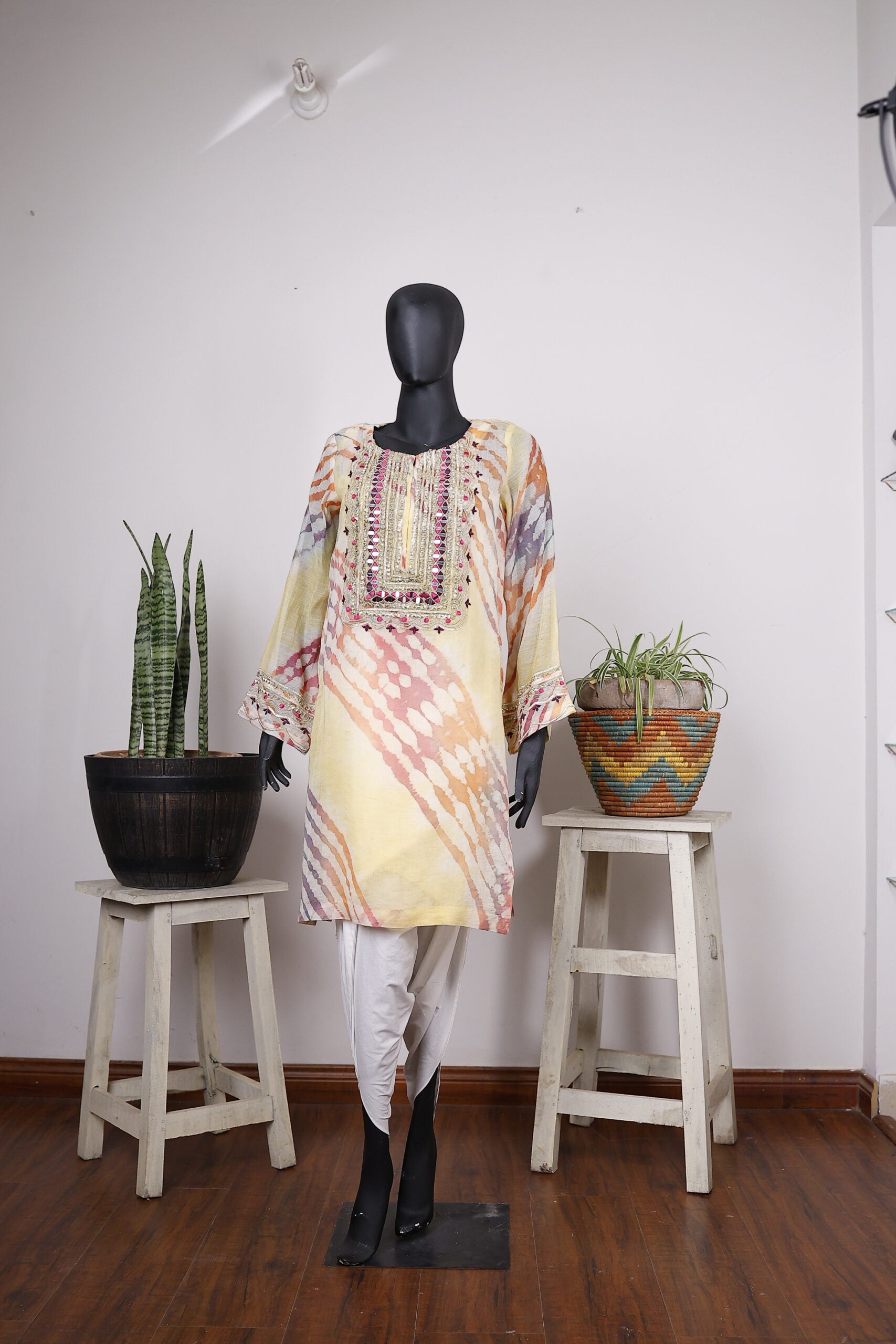 Tie & Dye Shirt with gota work