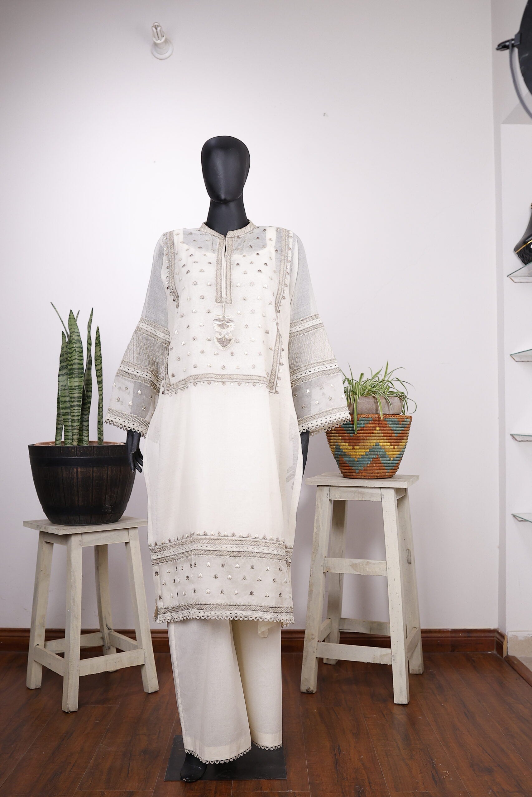 Off-White Embroidered Outfit