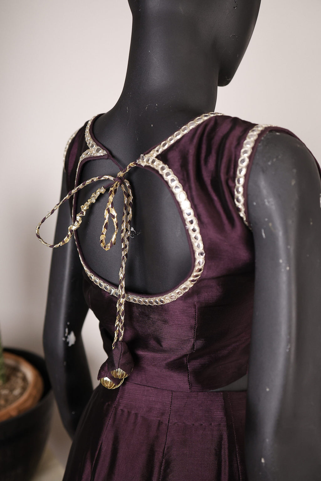 FOR-0009-Deep Plum Gown with Chevron Embroidery