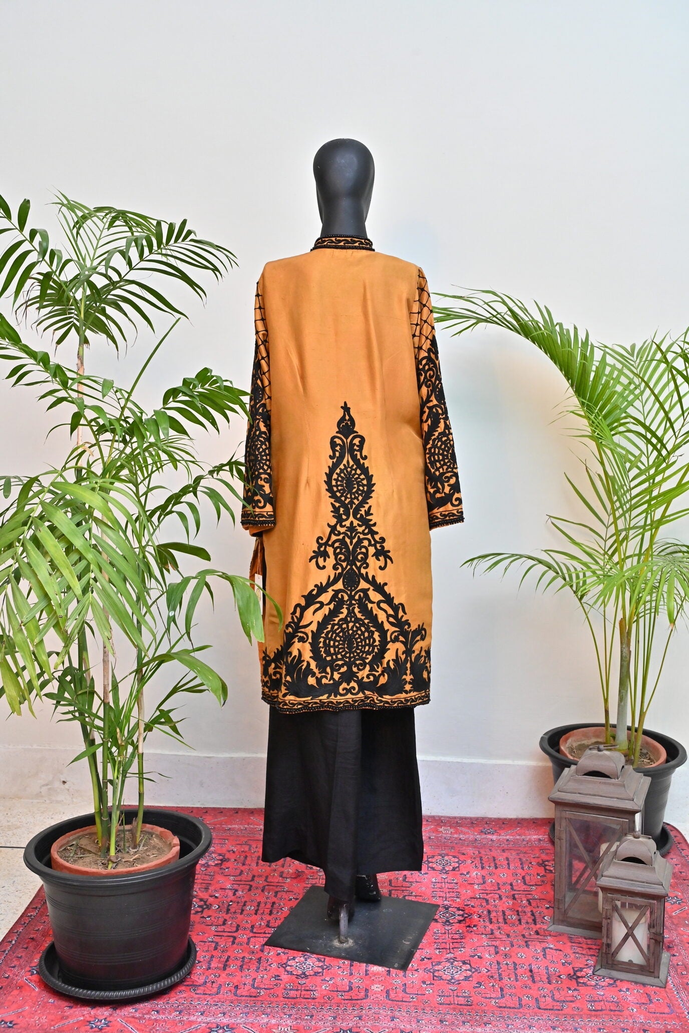 Rust Gown with Black Embroidery