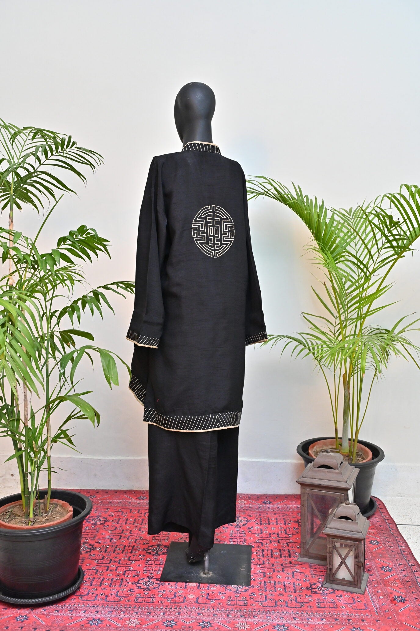 Black Silk outfit with Chinese dragon Motif