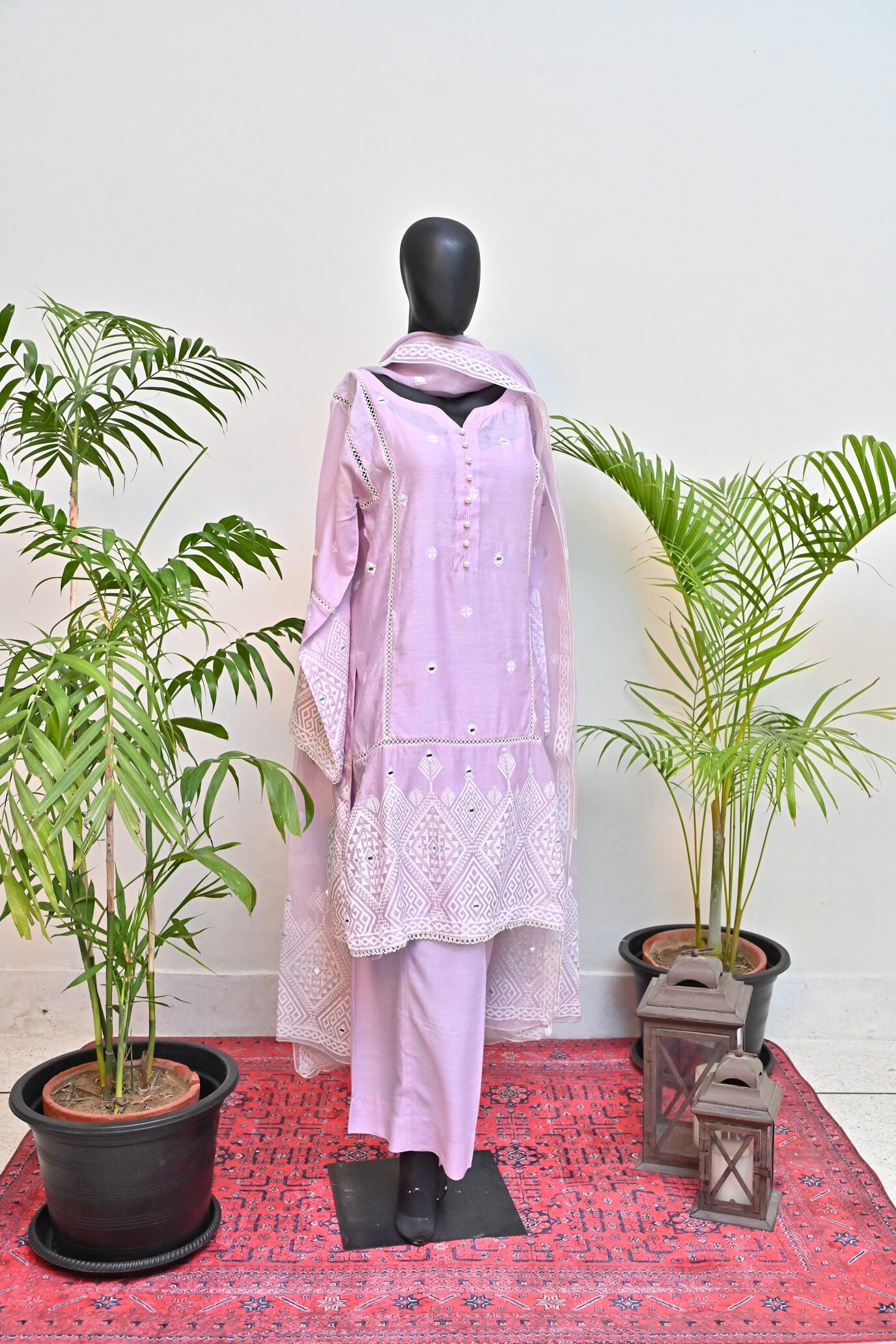 Lavender Three-Piece Embroidered Suit