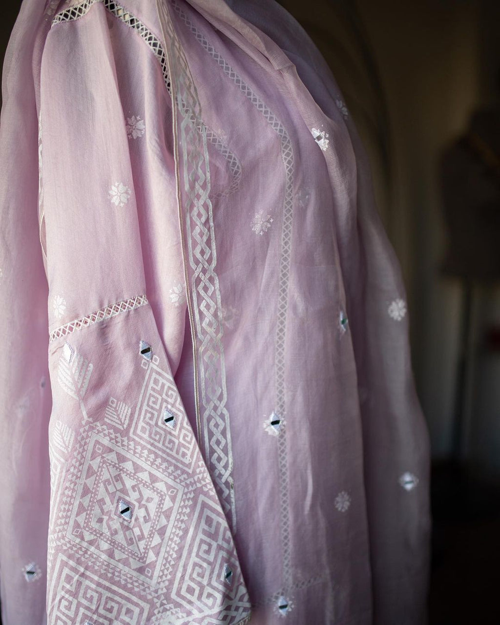 Lavender Three-Piece Embroidered Suit