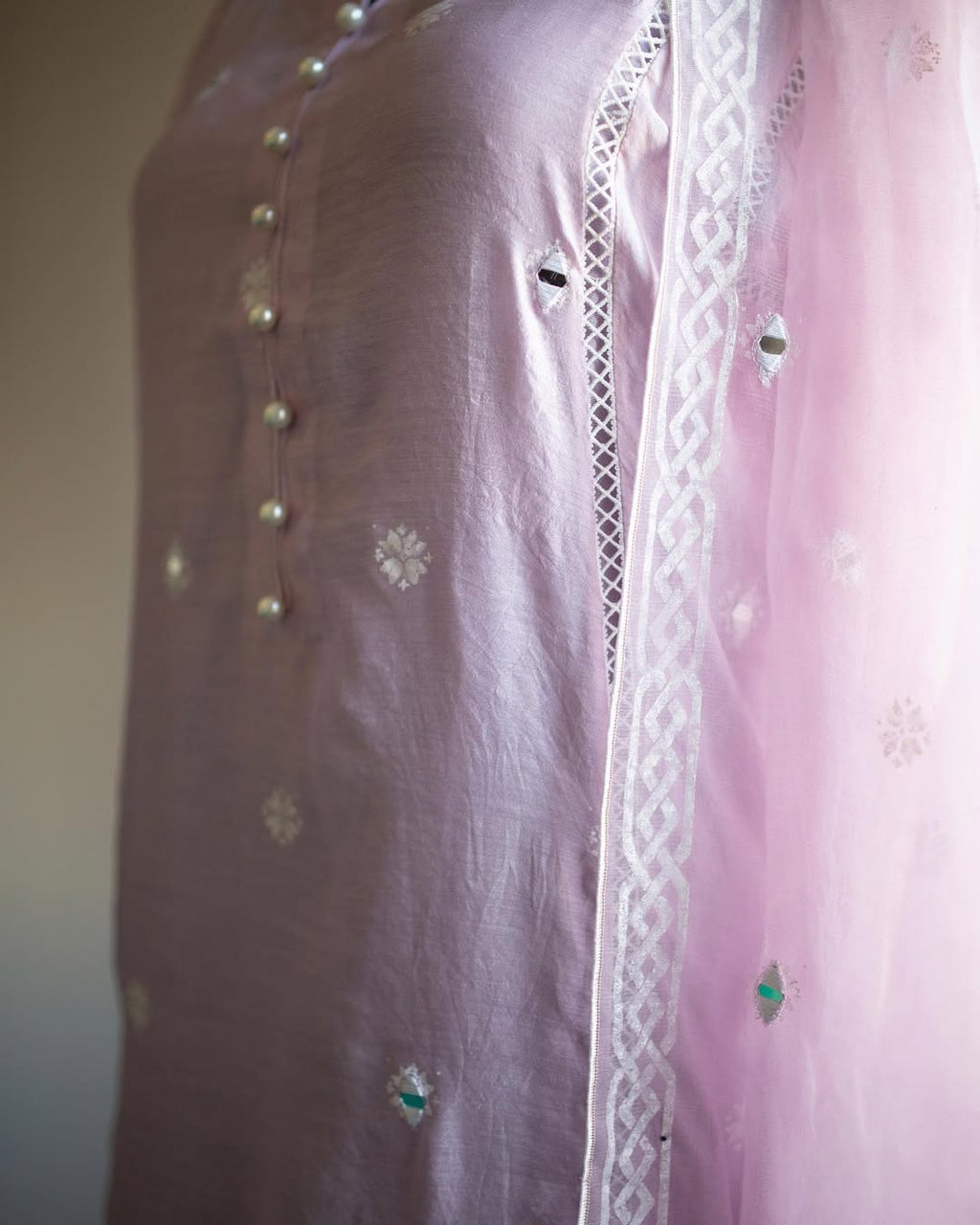 Lavender Three-Piece Embroidered Suit